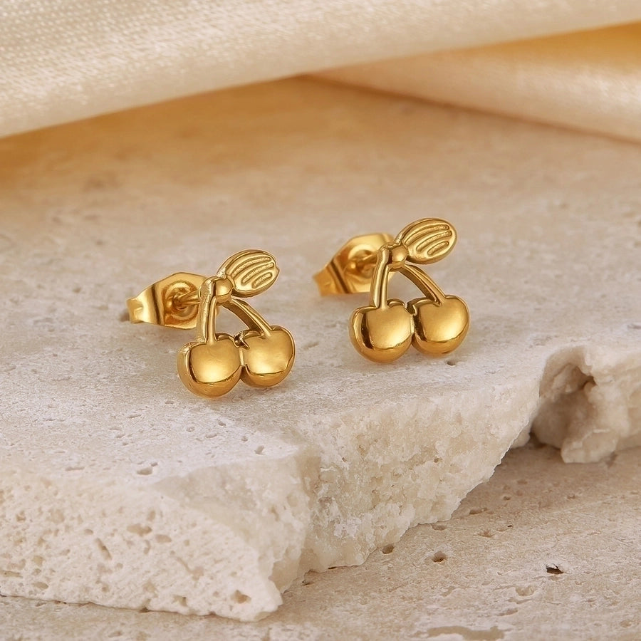 Cherry Stud Earrings [304 Stainless Steel]