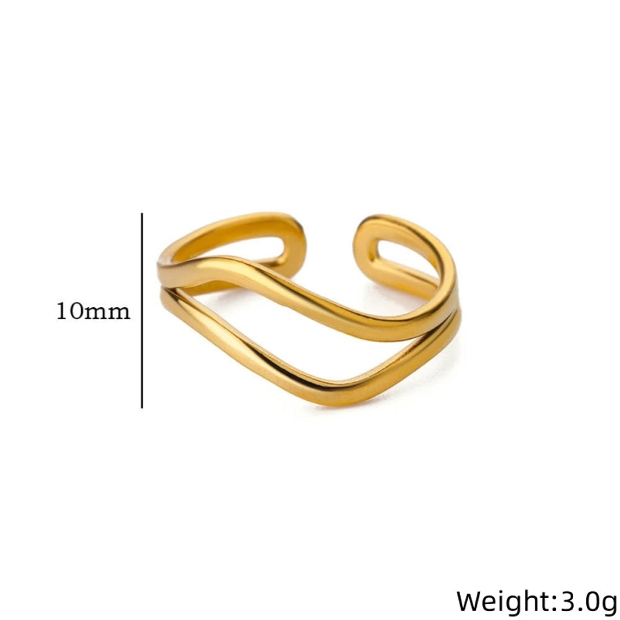 Simple Style Solid Color Lines Open Ring [304 Stainless Steel]