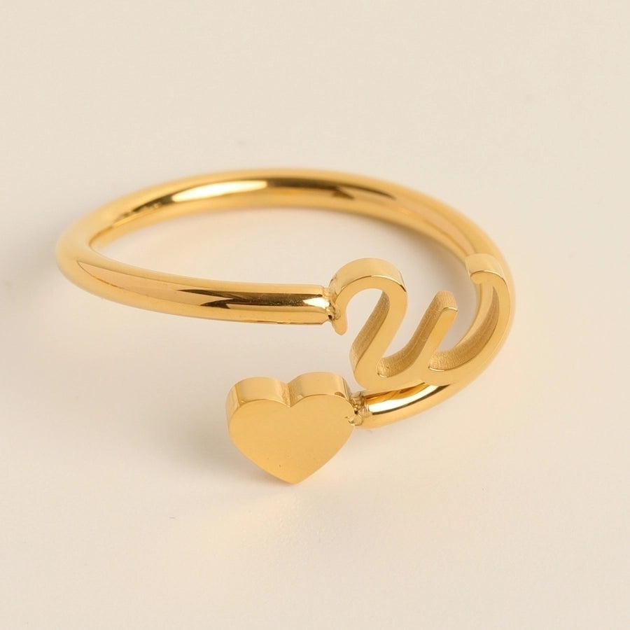 Letter Heart Ring [304 Stainless Steel]