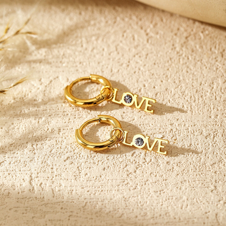 Love Drop Earrings [304 Stainless Steel, 14K Gold Plated]