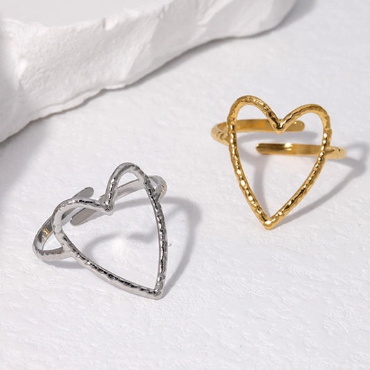 Heart Heart Open Ring [304 acero inoxidable, 18k dorado chapado]