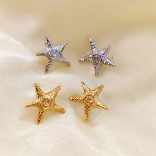 Starfish Earrings [304 Stainless Steel,18K Gold Plated]