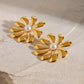 Boucles d'oreilles en perles de fleurs [304 en acier inoxydable, 18 carats en or]