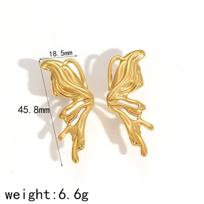 Butterfly Earrings [304 Stainless Steel,18K Gold Plated]