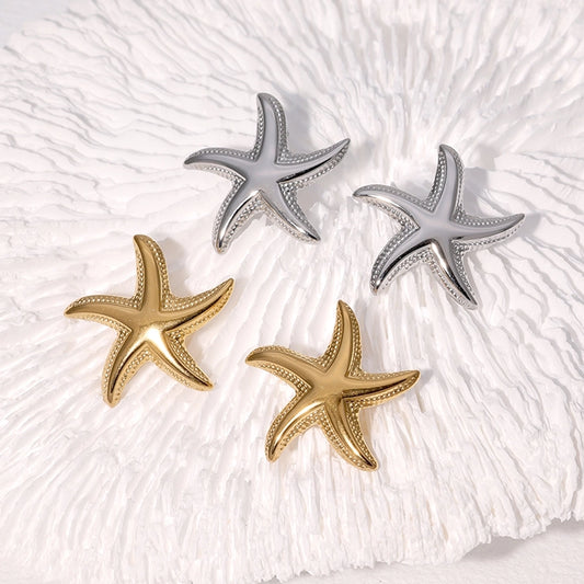 Marine Style Beach Starfish Earrings [304 Stainless Steel,18K Gold Plated]