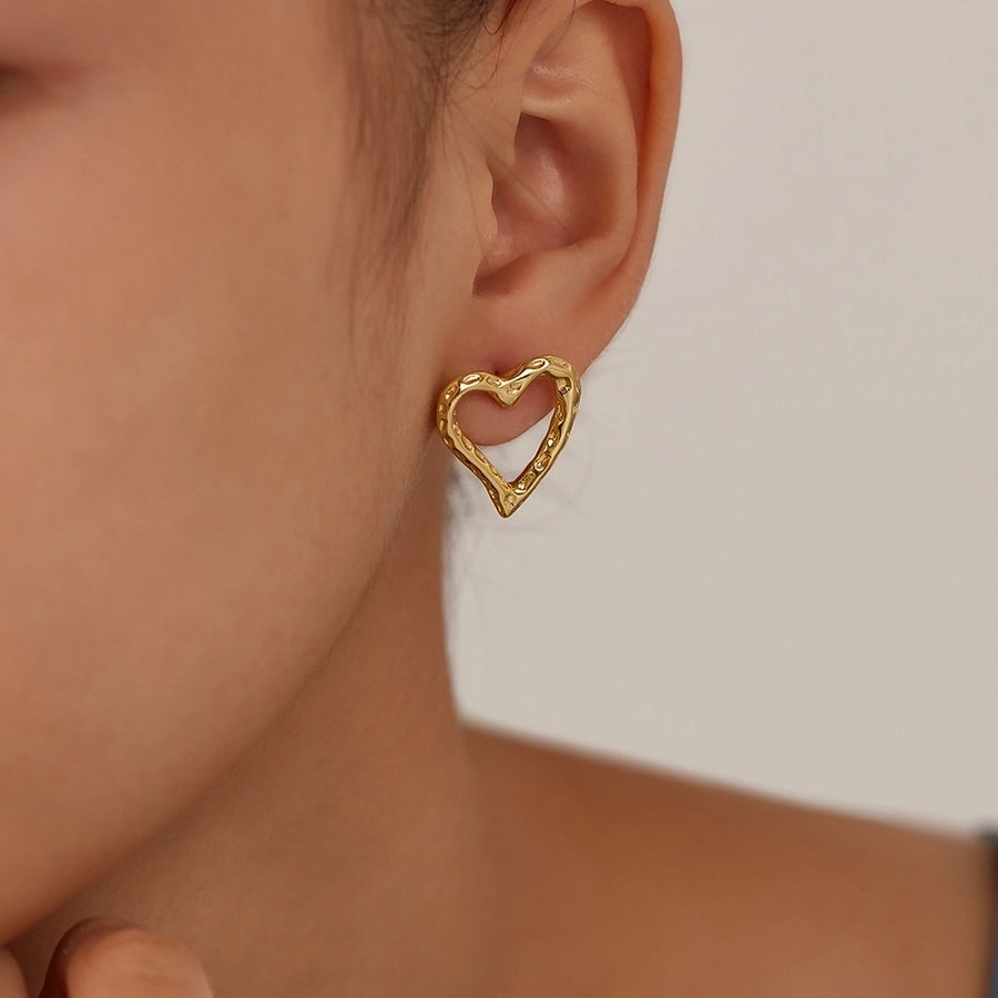 Hollow Heart Shape Earrings [304 Stainless Steel]