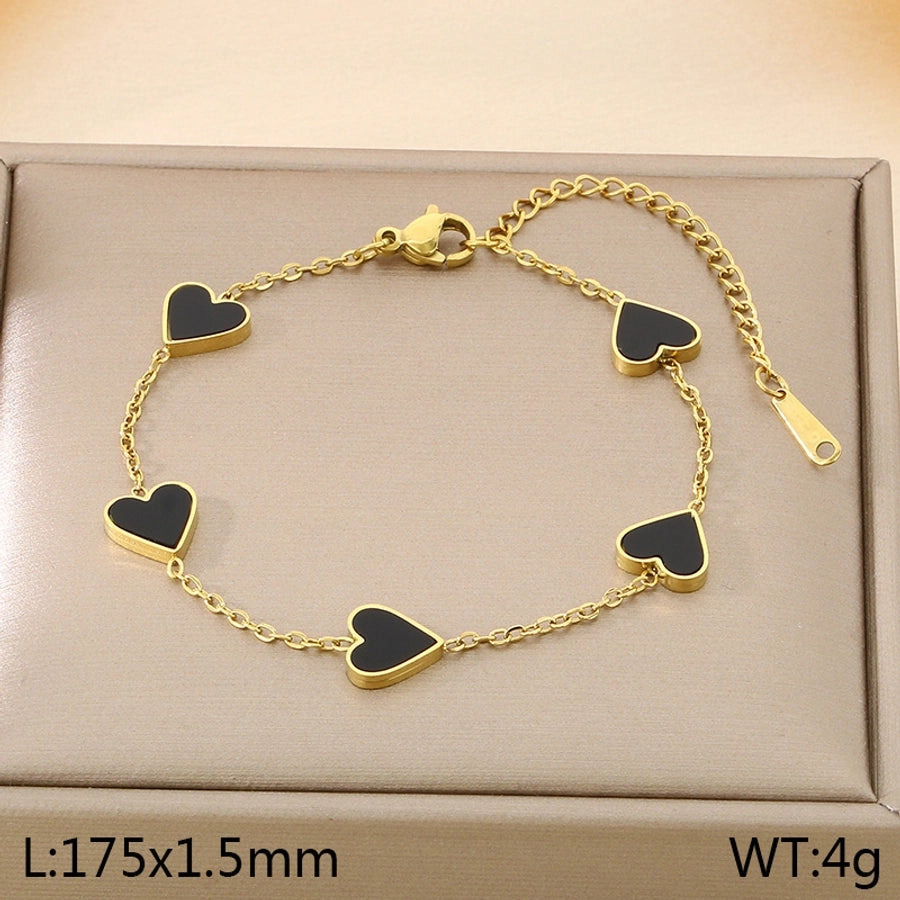 Acrylic Heart Cable Chain Bracelets [304 Stainless Steel,18K Gold Plated]