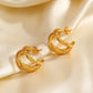 C Shape Twist Triple Hoop Earrings [304 Stainless Steel,18K Gold Plated]