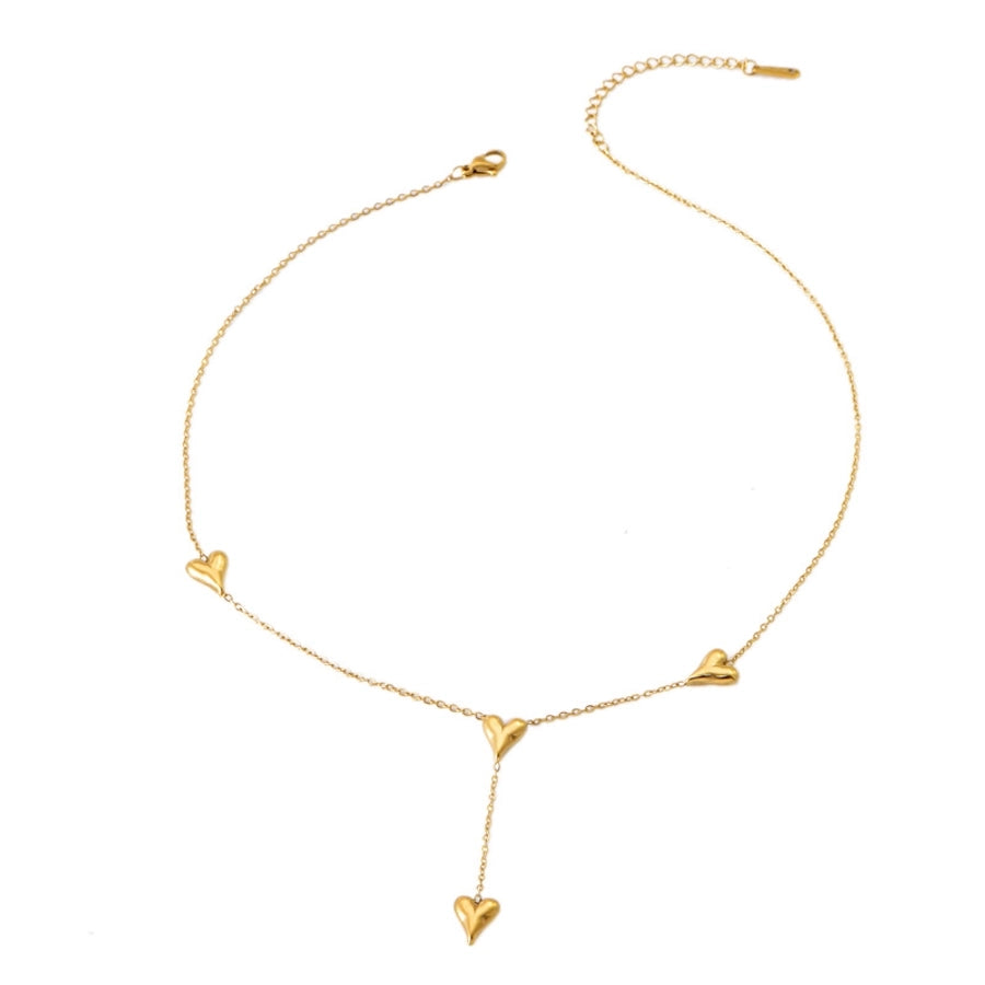 Heart Shape Bracelet/Necklace [304 Stainless Steel,18K Gold Plated]