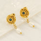 Round Astrolabe Artificial Pearls Earrings [304 Stainless Steel,18K Gold Plated]