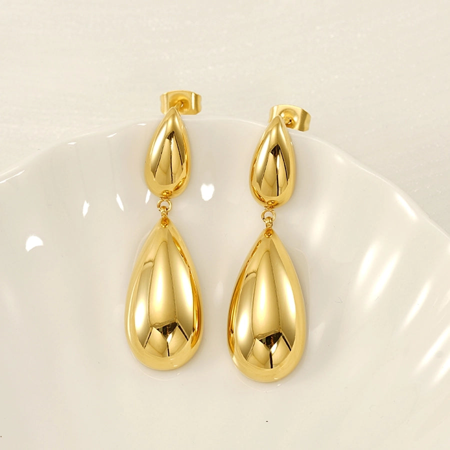 Water Droplets Earrings [304 Stainless Steel,18K Gold Plated]