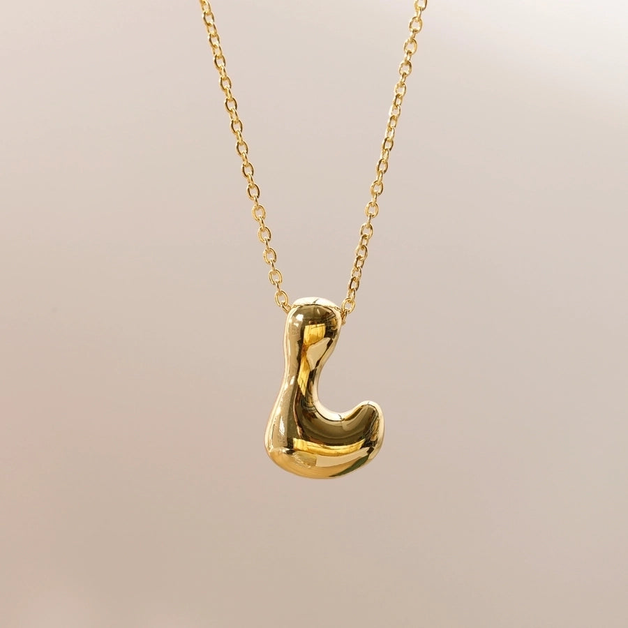 Letter Chain Pendant Necklace [304 Stainless Steel,18K Gold Plated]