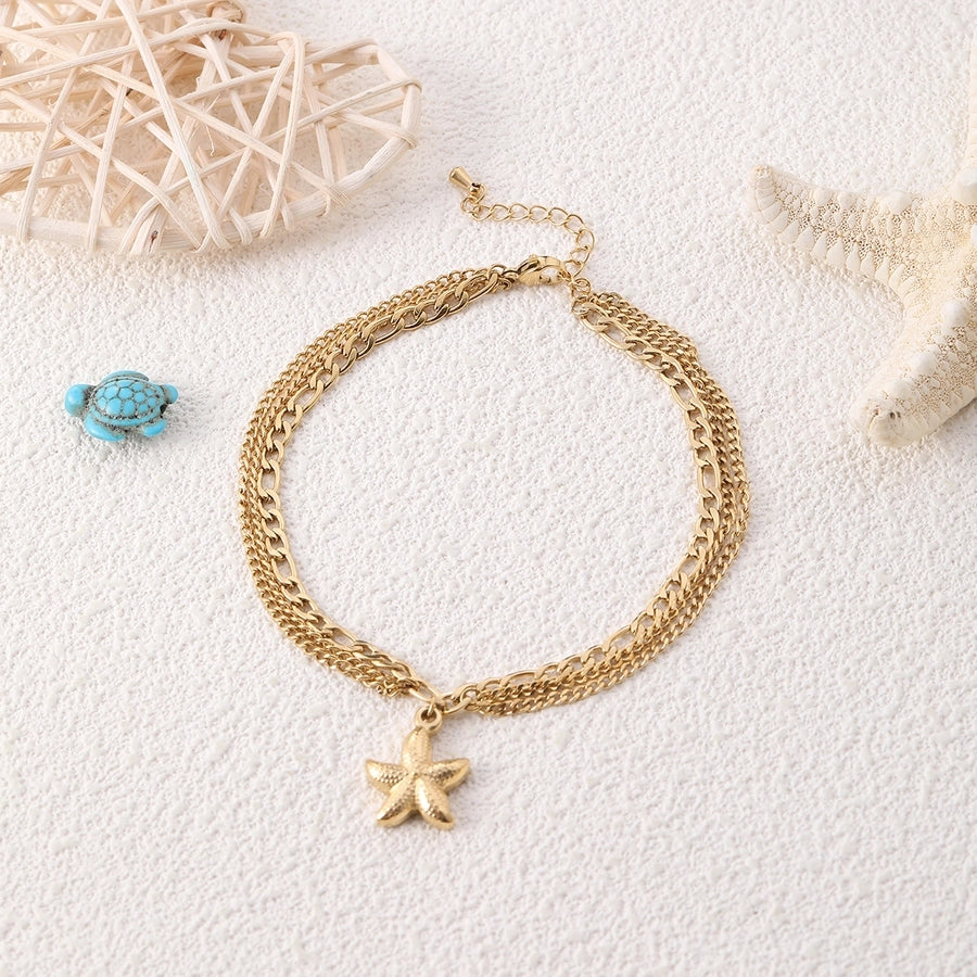 Beach Starfish Anklet [304 in acciaio inossidabile, oro 18K placcato]