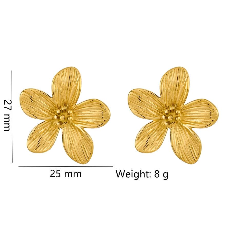 Elegant Flower Earrings [316 Stainless Steel,18K Gold Plated]