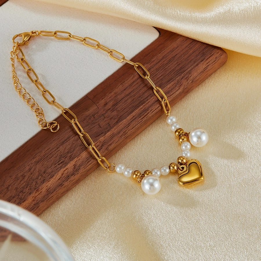 Heart Pearls Anklet [304 roestvrij staal]