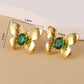 Butterfly Steel Zircon Earrings [304 Stainless Steel, 14K Gold Plated]