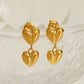 Double Love Solid Color Heart Earrings [304 Stainless Steel,14K Gold Plated]