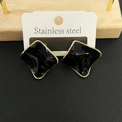 Square Enamel Earrings [304 Stainless Steel]