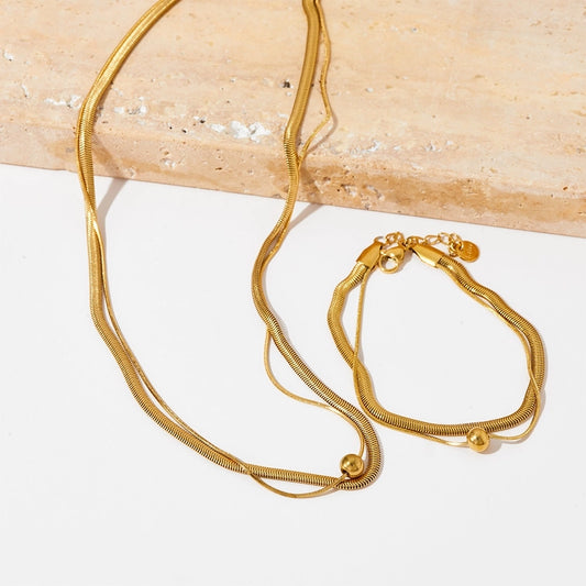 Gold plattiert Armband/Halskette [304 Edelstahl, 16K Gold plattiert]