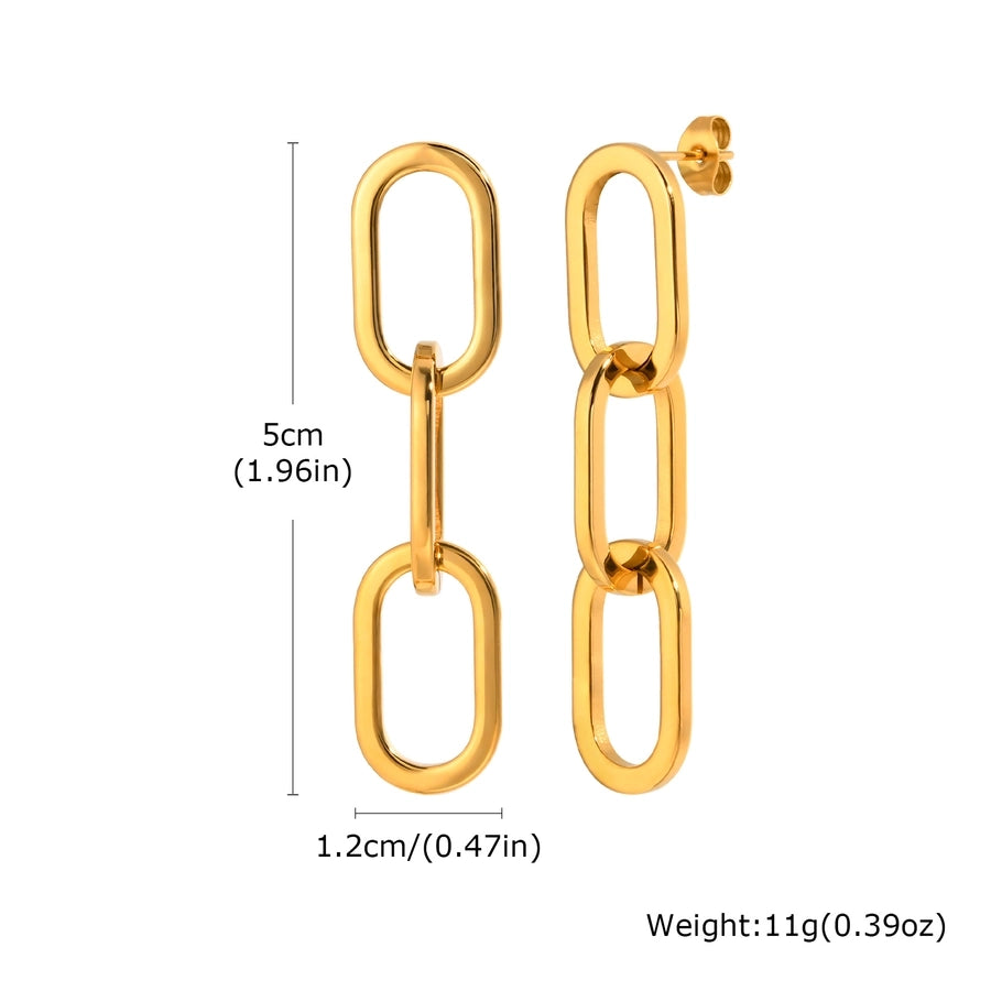 Asymmetrical Chain Earrings [201 Stainless Steel,18K Gold Plated]