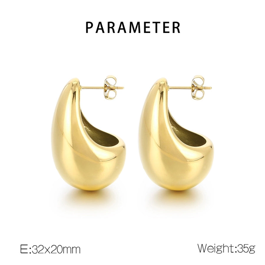 Water Droplets Hollow Out Earrings [304 Stainless Steel,18K Gold Plated]