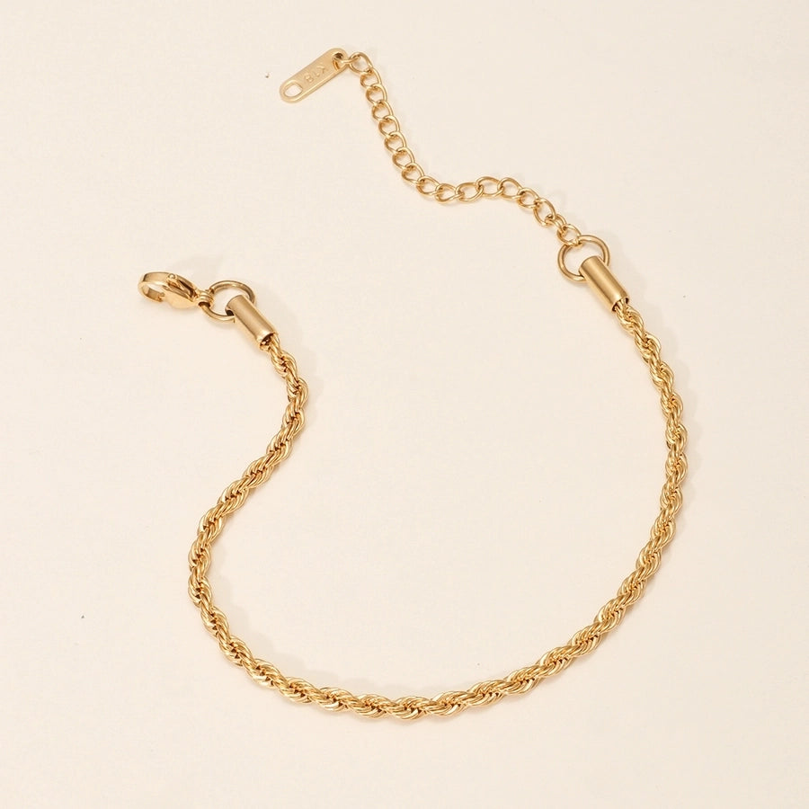 Rope Chain Bracelets [316L Stainless Steel,18K Gold Plated]