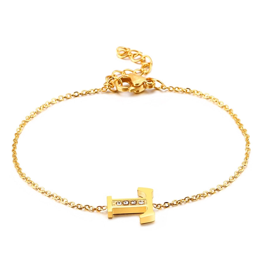 Letter Bracelets [304 Stainless Steel,18K Gold Plated]