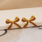 Bow Knot Enamel Ear Studs [304 Stainless Steel,18K Gold Plated]