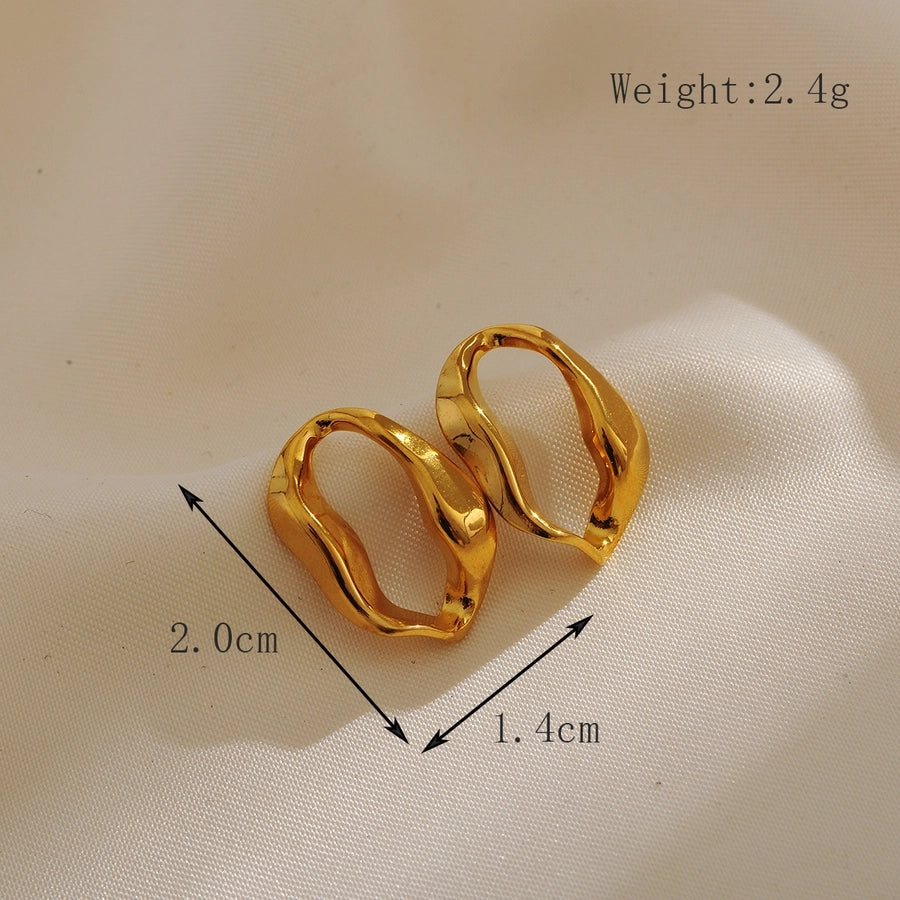 Brincos de forma irregular [304 aço inoxidável, peito de ouro de 18k]