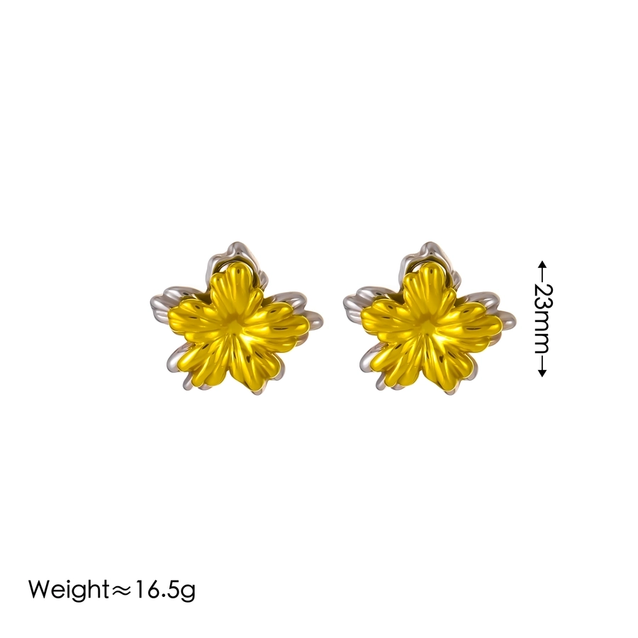 Gold and Silver Contrast Earrings [ Stainless Steel, 18K Gold Plated]