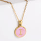 Pink Shell Letter Necklaces [304 Stainless Steel,18K Gold Plated]