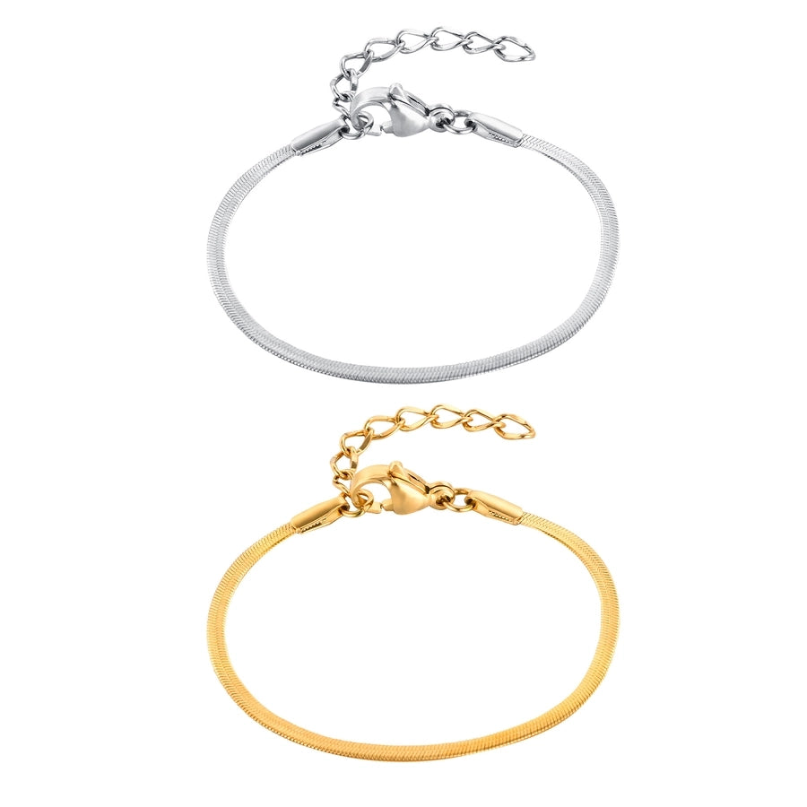 Flat Snake Chain Bracelets/Necklace [304 Stainless Steel,18K Gold Plated]