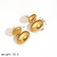 Bean-Shaped Stud Earrings [Stainless Steel, 18K Gold Plated]