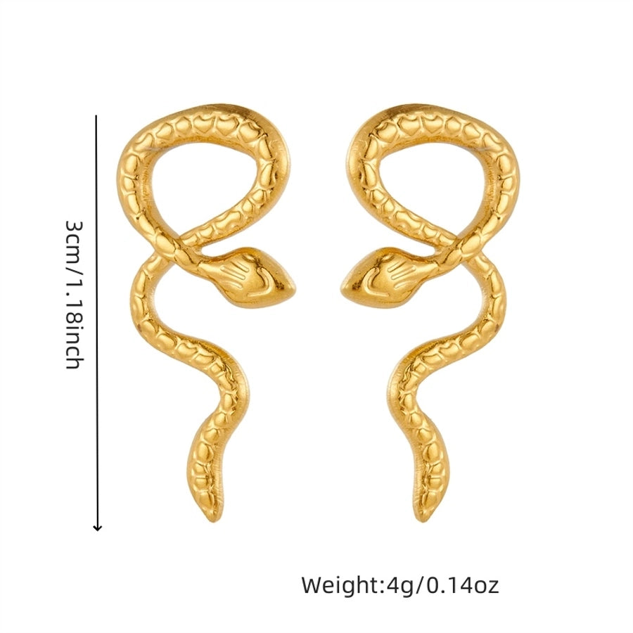 Snake Earrings [304 Stainless Steel,18K Gold Plated]