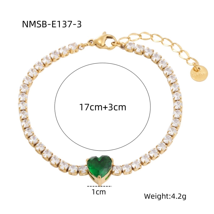 Heart Shape Rhinestones Bracelets [304 Stainless Steel]