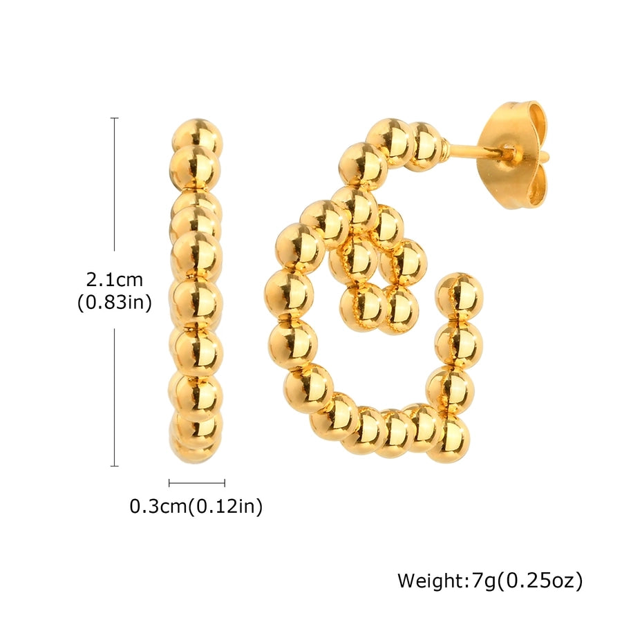 Gold Ball Heart Shape Earrings [201 Stainless Steel,18K Gold Plated]