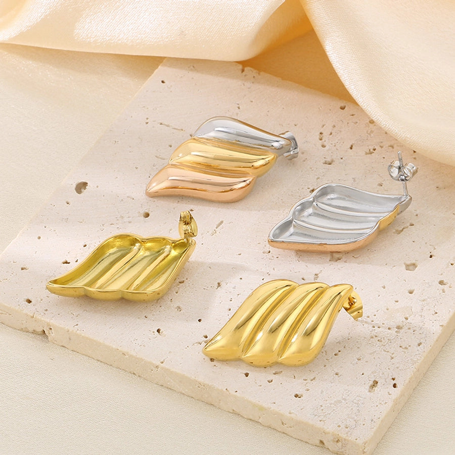 Tricolor wING Earrings [304 Stainless Steel, 18K Gold Plated]