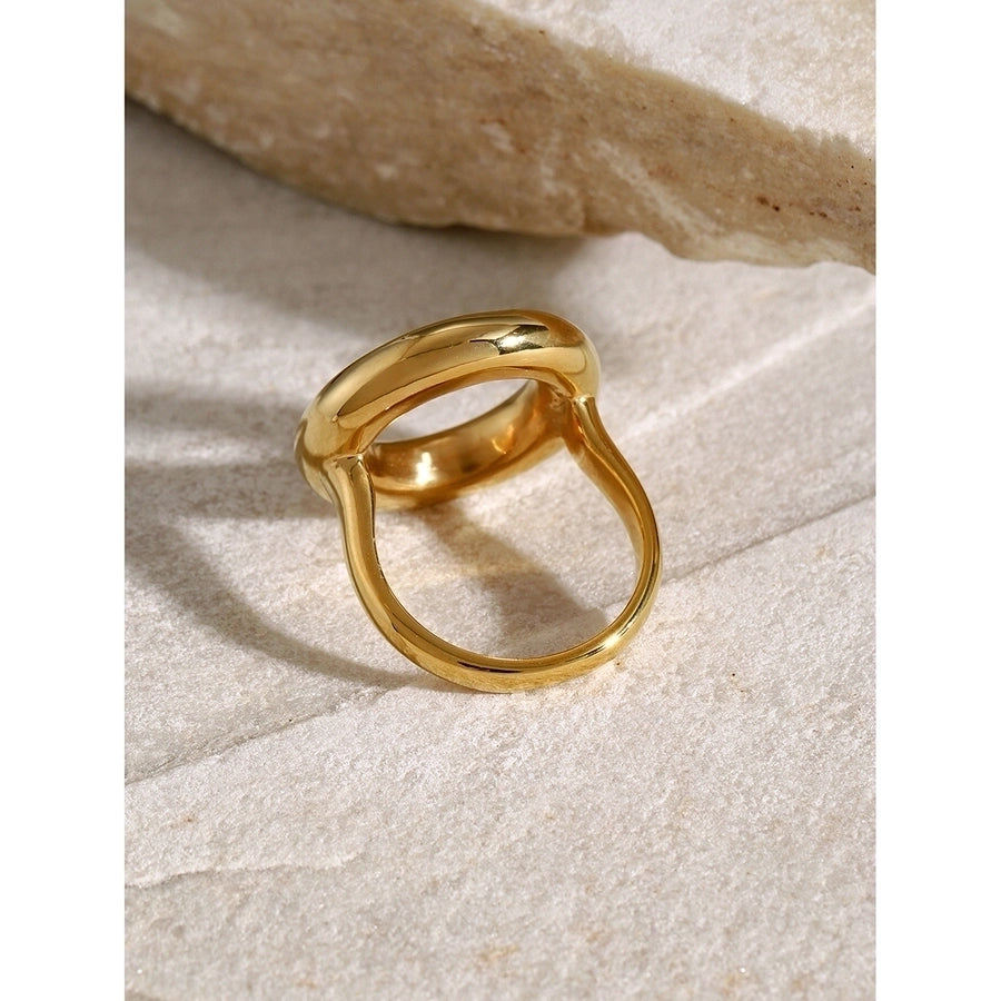 Round Hollow Ring [304 Stainless Steel, 18K Gold Plated]