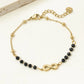 Black Beads Chain Bracelets[304 Stainless Steel, 14K Gold Plated]