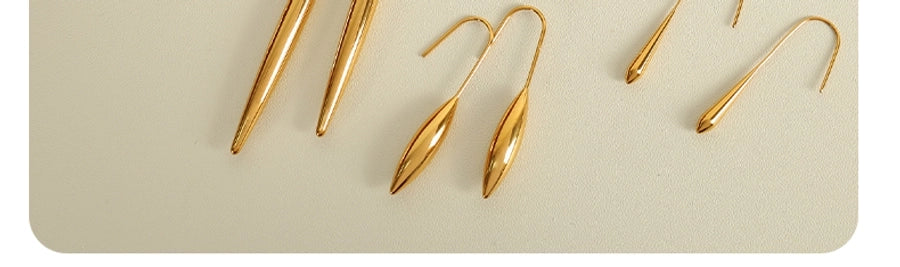 Water Droplets Gourd Hook Earrings [304 Stainless Steel,18K Gold Plated]