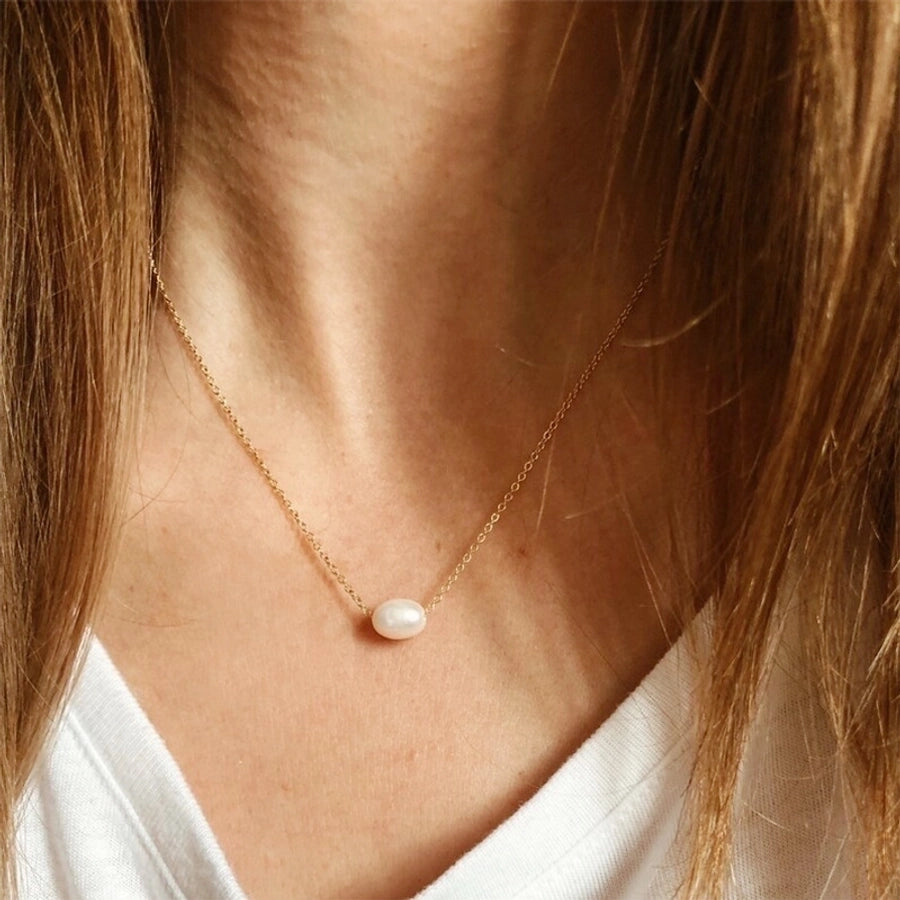 Freshwater Pearl Necklace [304 Stainless Steel,18K Gold Plated]