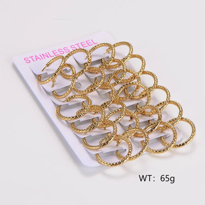 Pack of 12 Pairs Hoop Earrings [304 Stainless Steel,18K Gold Plated]