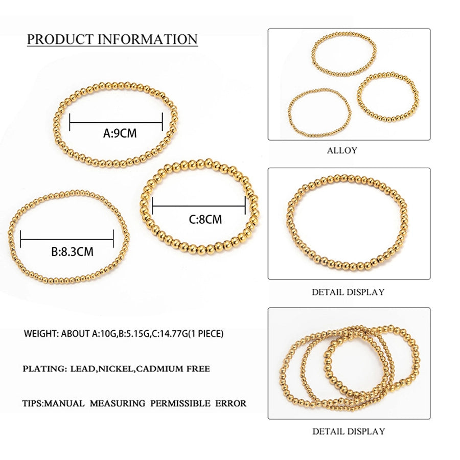 Bracciale a sfera di moda [acciaio inossidabile 304, oro 14K placcato]