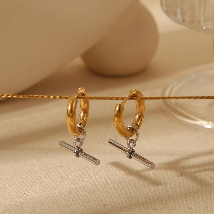 Retro Geometric Solid Color Removable Earrings [304 Stainless Steel,18K Gold Plated]