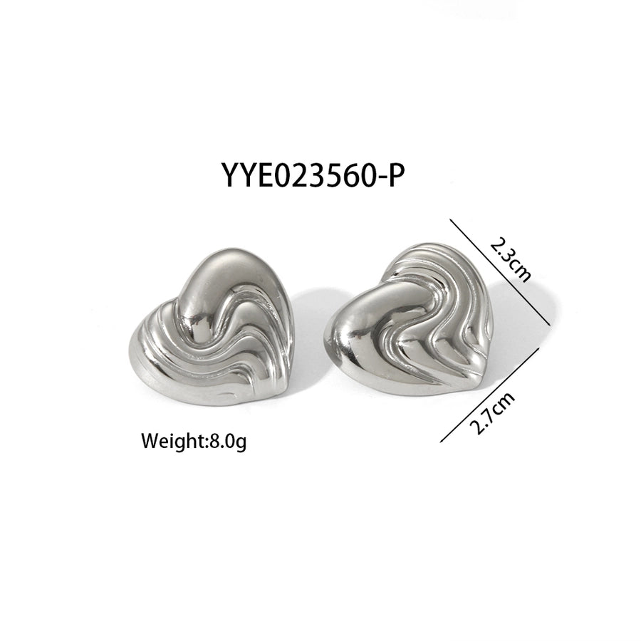 Heart Shape Plating Earrings [304 Stainless Steel,18K Gold Plated]