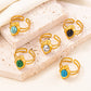 Ethnic Style Artificial Gemstones Ring [304 Stainless Steel 18K Gold Plated]