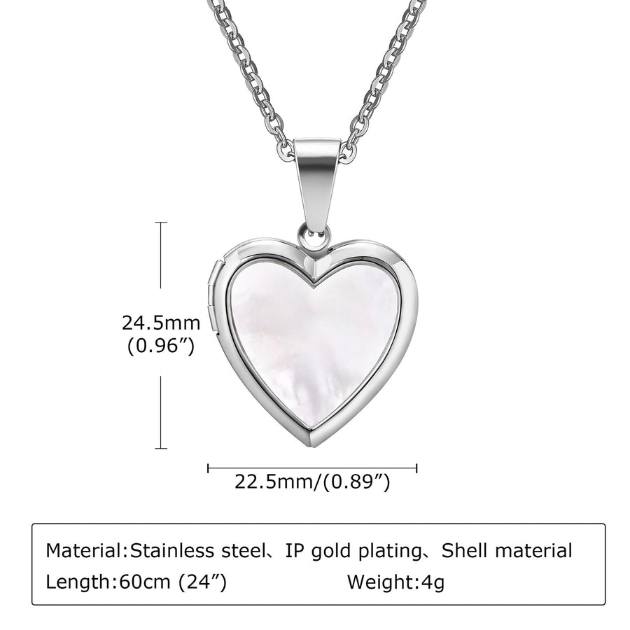 Heart Shape Shell Necklace [304 Stainless Steel,18K Gold Plated]