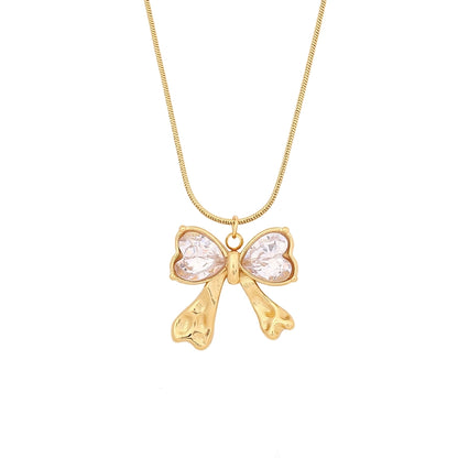 Jewelry IG Style Commute Geometric Butterfly 304 Stainless Steel Zircon 18K Gold Plated Inlay Earrings Necklace