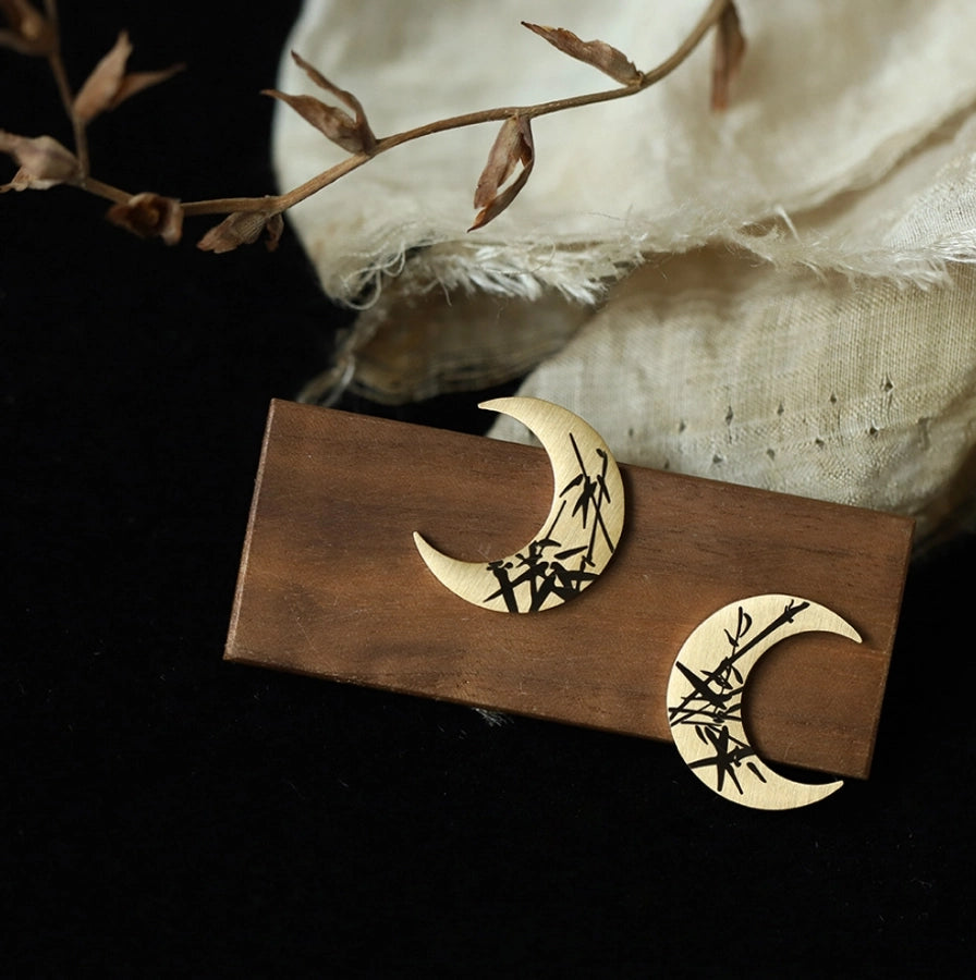 Moon Earrings [304 Stainless Steel,18K Gold Plated]