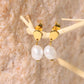 Water Droplets Plating Inlay Pearl Earrings [304 Stainless Steel,18K Gold Plated]